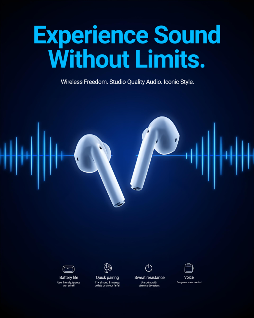 vibrant ad with glowing airpods